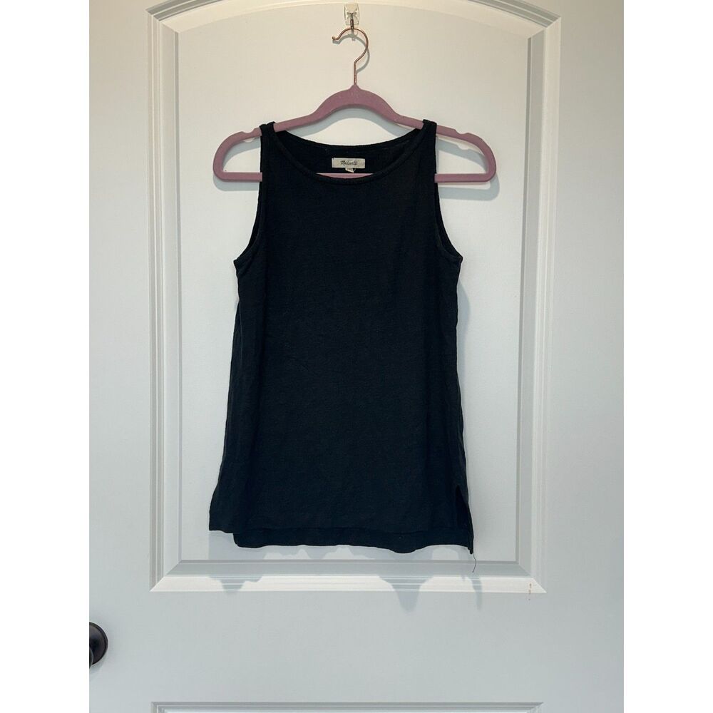 Madewell 100% Linen Black Tank Top Size XXS